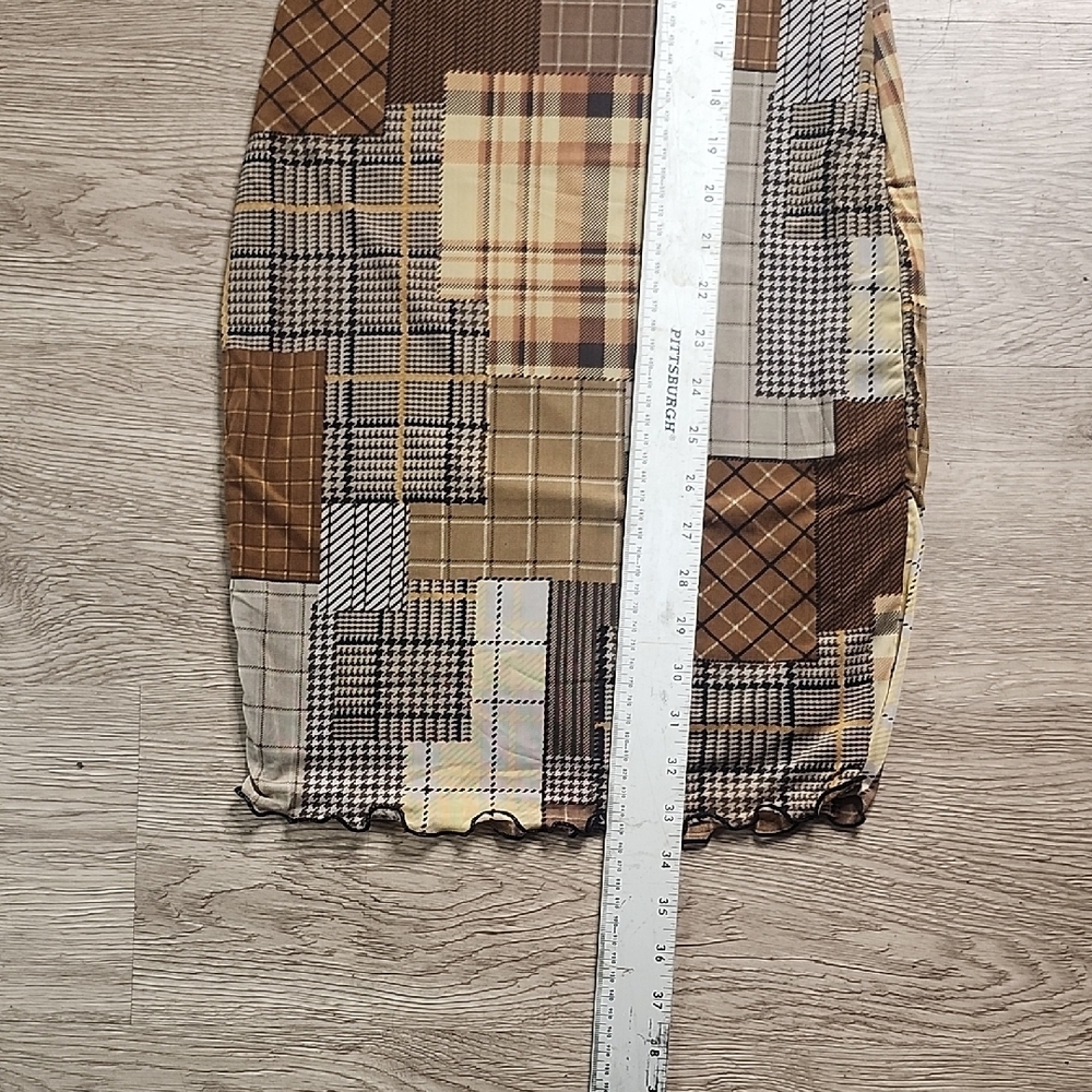 Bear Dance Patchwork Mini Dress - Brown and Tan - Picture 3 of 9